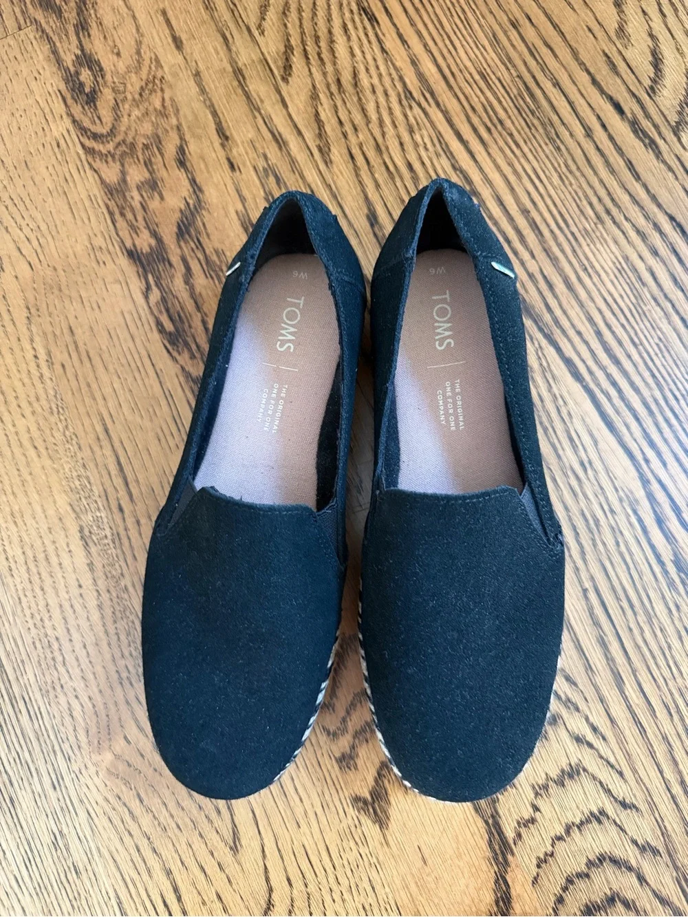 Toms Black Espadrille Platform Slip-Ons